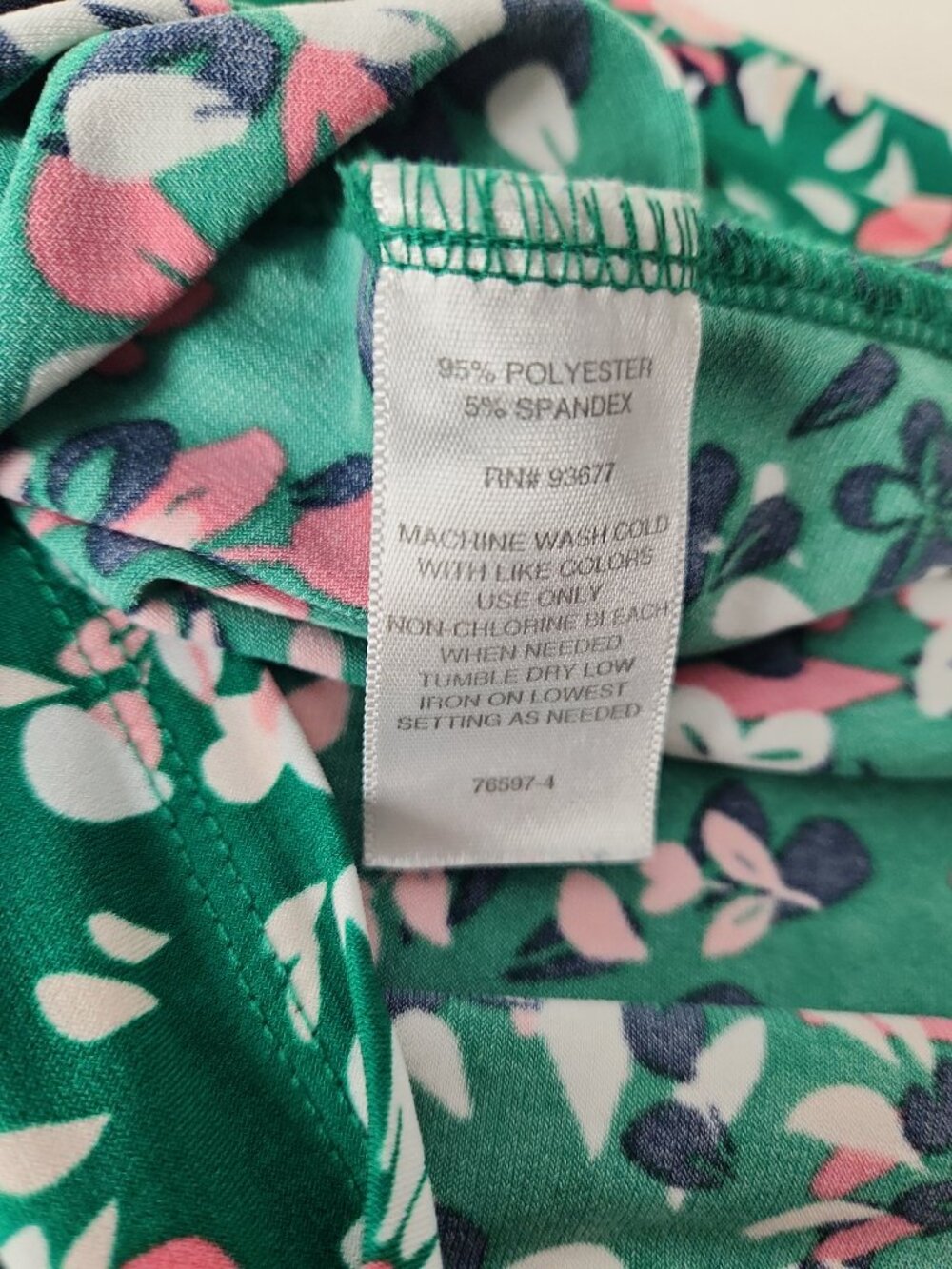 Liz Claiborne Floral Flutter Sleeve Stretch slinky blouse top 1X green pink - Picture 10 of 10